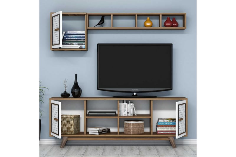 TV-Möbelset Amtorp 160 cm - Brun/Vit - Möbler - TV- & Mediamöbler - TV-möbelset