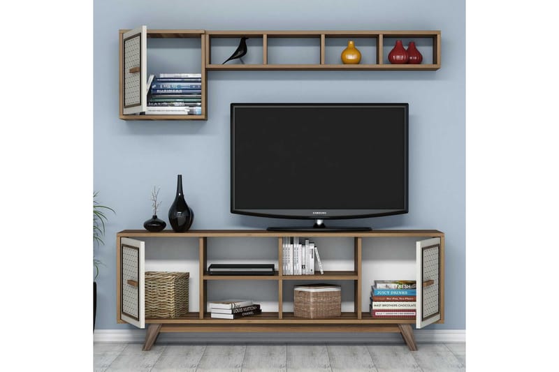 TV-Möbelset Amtorp 160 cm - Brun/Vit/Ek - Möbler - TV- & Mediamöbler - TV-möbelset