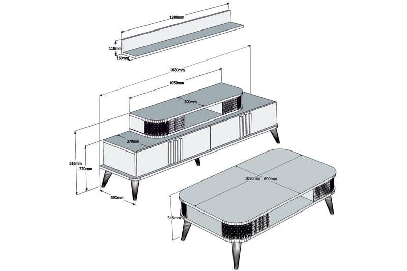 TV-Möbelset Amtorp 168 cm - Beige - Möbler - TV- & Mediamöbler - TV-möbelset