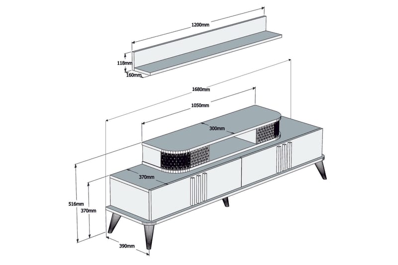 TV-Möbelset Amtorp 168 cm - Beige - Möbler - TV- & Mediamöbler - TV-möbelset