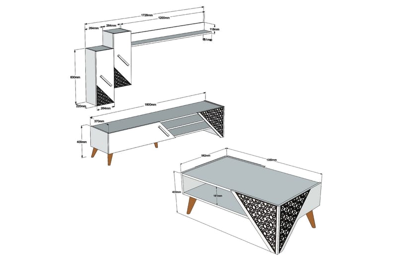 TV-Möbelset Amtorp 180 cm - Brun - Möbler - TV- & Mediamöbler - TV-möbelset