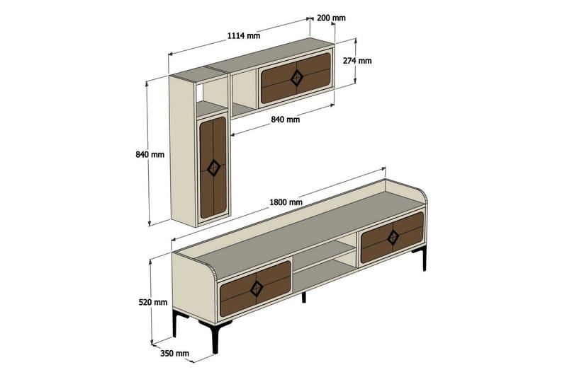 TV-Möbelset Amtorp 180 cm - Brun - Möbler - TV- & Mediamöbler - TV-möbelset