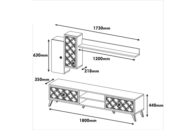 TV-Möbelset Amtorp 180 cm - Brun - Möbler - TV- & Mediamöbler - TV-möbelset