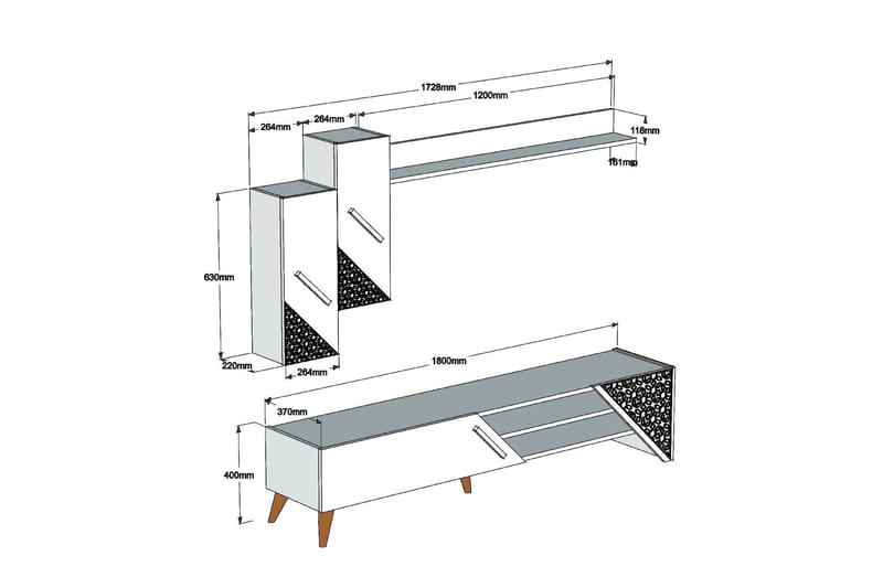 TV-Möbelset Amtorp 180 cm - Mörkbrun - Möbler - TV- & Mediamöbler - TV-möbelset