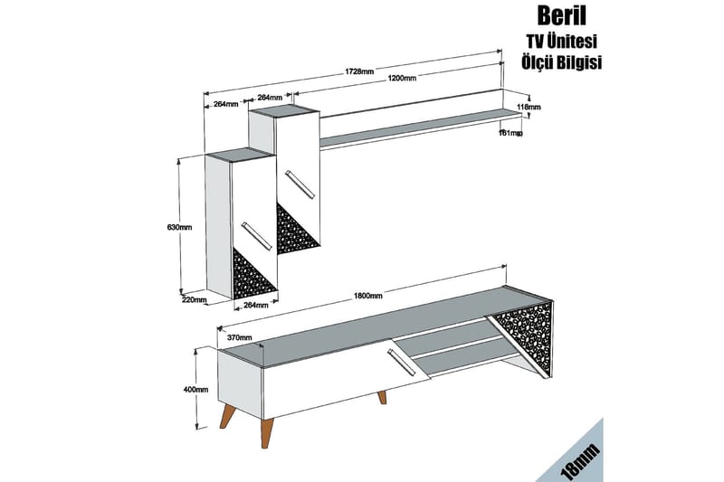 TV-Möbelset Amtorp 180 cm - Vit - Möbler - TV- & Mediamöbler - TV-möbelset