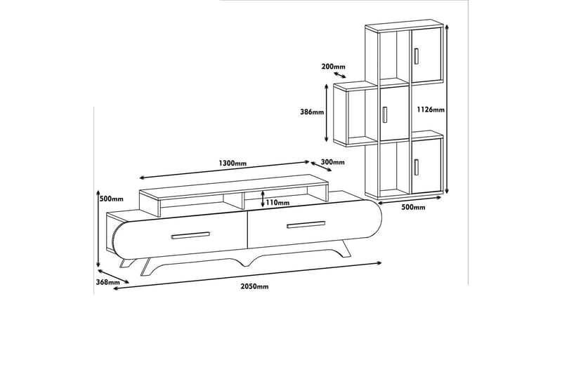 TV-Möbelset Amtorp 205 cm - Brun|Vit - Möbler - TV- & Mediamöbler - TV-möbelset