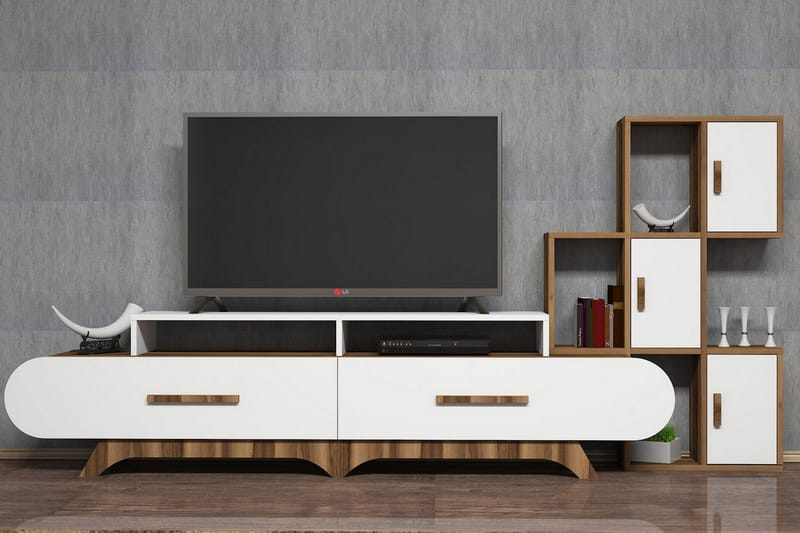 TV-Möbelset Amtorp 205 cm - Brun|Vit - Möbler - TV- & Mediamöbler - TV-möbelset