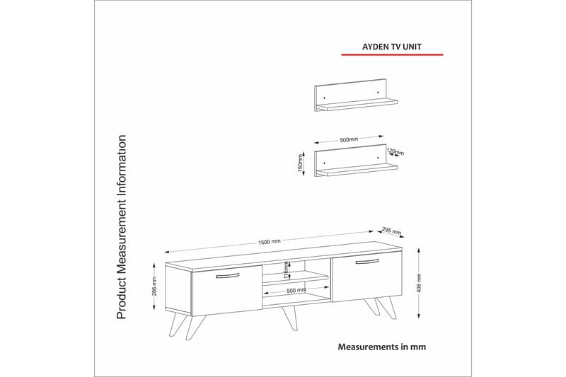 TV-Möbelset Bondsjö 150 cm - Brun/Vit - Möbler - TV- & Mediamöbler - TV-möbelset