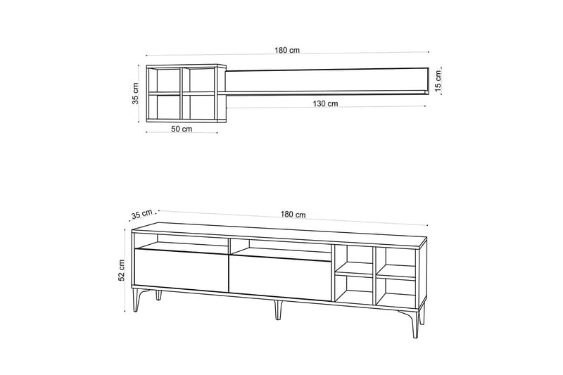 Tv-möbelset Debbies 180 cm - Natur/Svart - Möbler - TV- & Mediamöbler - TV-möbelset