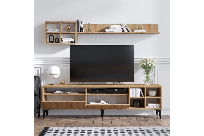 Tv-möbelset Debbies 180 cm - Natur/Svart - Möbler - TV- & Mediamöbler - TV-möbelset