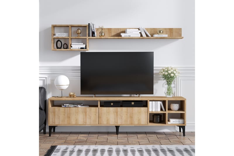 Tv-möbelset Debbies 180 cm - Natur/Svart - Möbler - TV- & Mediamöbler - TV-möbelset