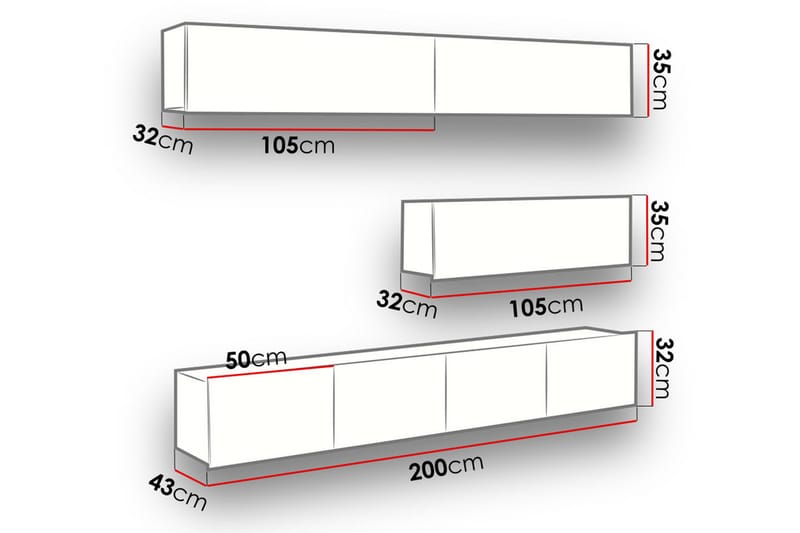 TV-möbelset Frick - Vit - Möbler - TV- & Mediamöbler - TV-möbelset