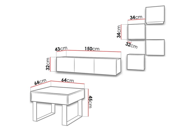 TV-möbelset Frick - Vit - Möbler - TV- & Mediamöbler - TV-möbelset