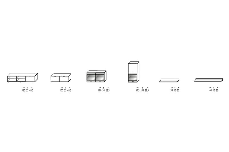 TV-Möbelset Jyles 250 cm - Vit - Möbler - TV- & Mediamöbler - TV-möbelset