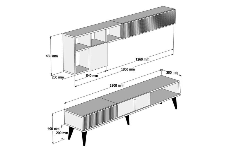 TV-Möbelset Lebens 180 cm - Valnöt - Möbler - TV- & Mediamöbler - TV-möbelset