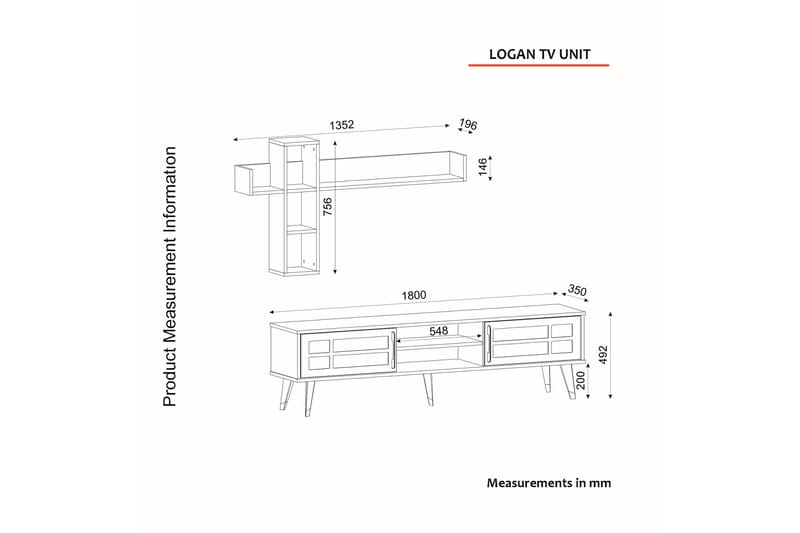 Tv-möbelset Loganda 180 cm - Mörkbrun - TV-möbelset