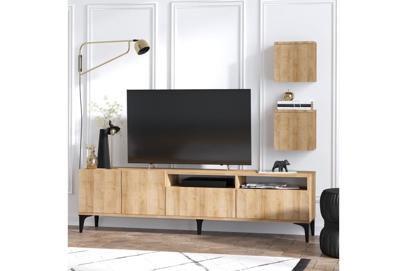 Tv-möbelset Lupinea 180 cm - Natur/Svart - TV-möbelset