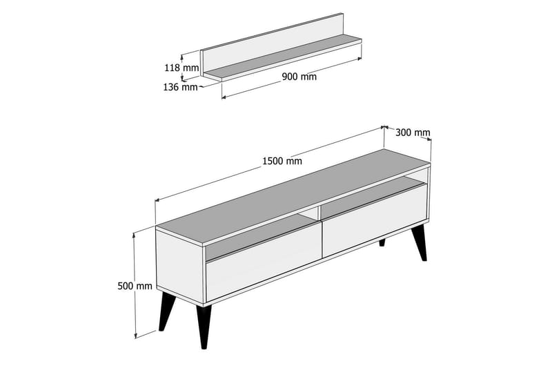 TV-Möbelset Nyarai 150 cm - Ek - Möbler - TV- & Mediamöbler - TV-möbelset