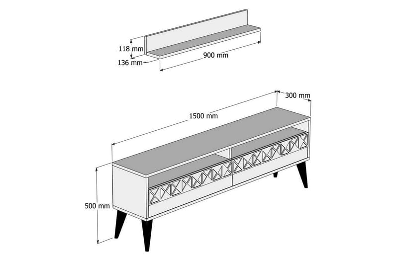 TV-Möbelset Raffaldt 150 cm - Brun/Ek - Möbler - TV- & Mediamöbler - TV-möbelset