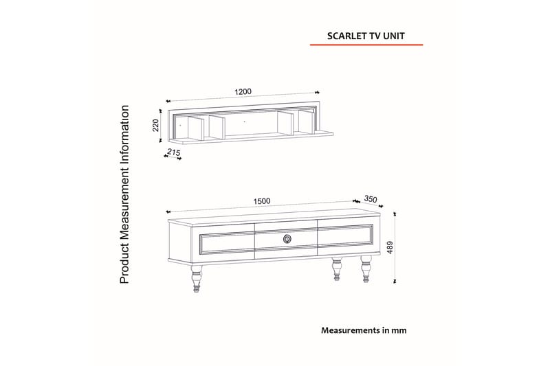 Tv-möbelset Scarletta 150 cm - Vit - Möbler - TV- & Mediamöbler - TV-möbelset