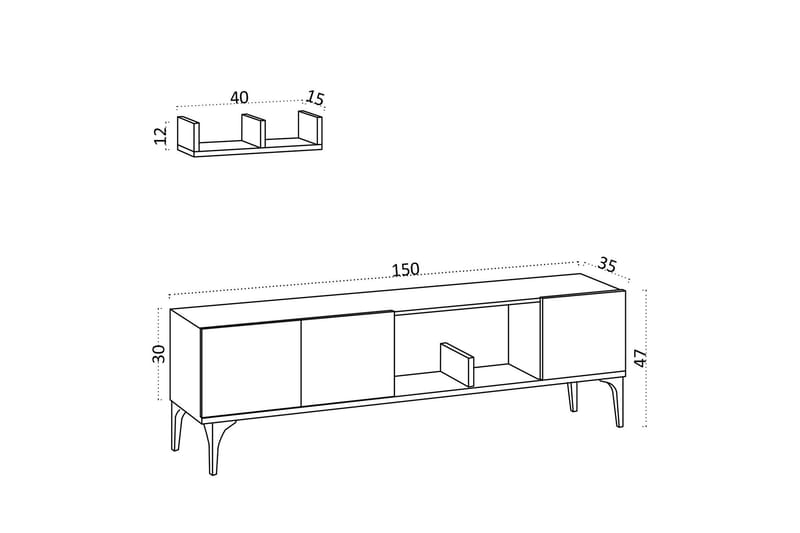 Tv-möbelset Urgby 150x47 cm - Blå - Möbler - TV- & Mediamöbler - TV-möbelset