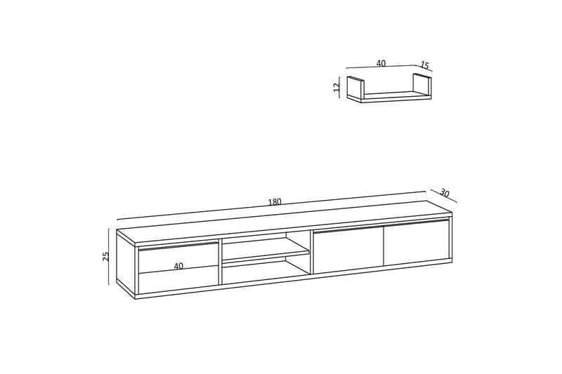 Tv-möbelset Urgby 180x25 cm - Vit - Möbler - TV- & Mediamöbler - TV-möbelset