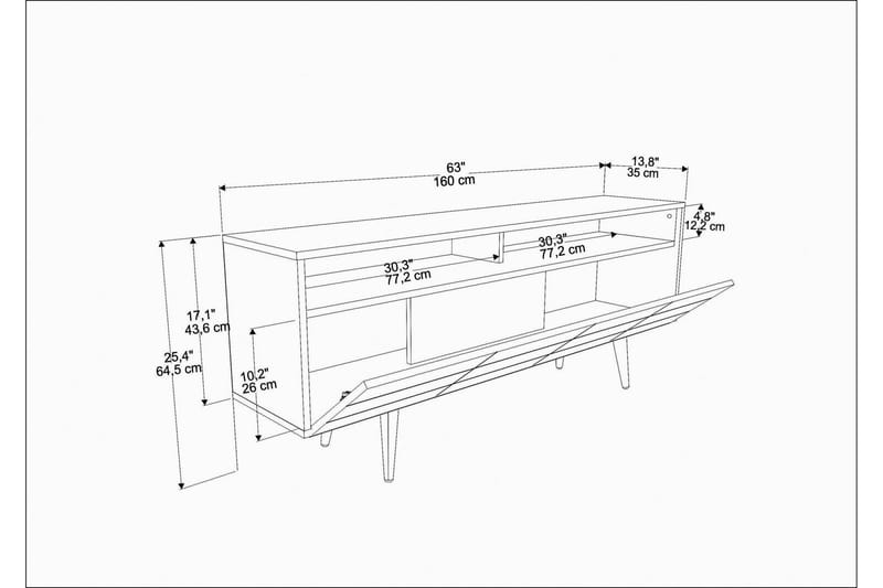 Tv-möbelset Zakkum 160x64,5 cm - Svart - Möbler - TV- & Mediamöbler - TV-möbelset