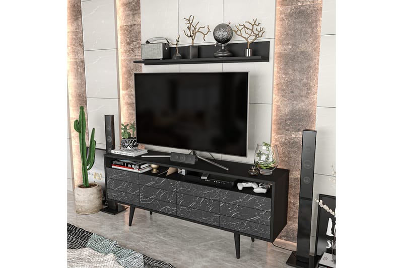 Tv-möbelset Zakkum 160x64,5 cm - Svart - Möbler - TV- & Mediamöbler - TV-möbelset