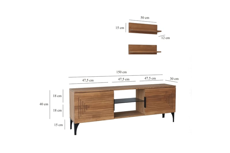 Tv-möbelset Zakkum 50x15 cm - Brun - Möbler - TV- & Mediamöbler - TV-möbelset