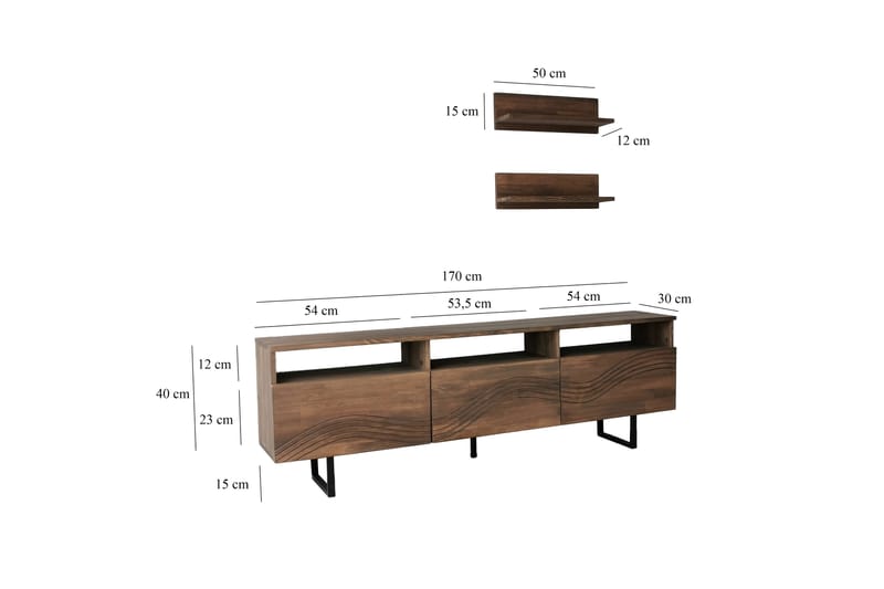 Tv-möbelset Zakkum 50x15 cm - Brun - Möbler - TV- & Mediamöbler - TV-möbelset