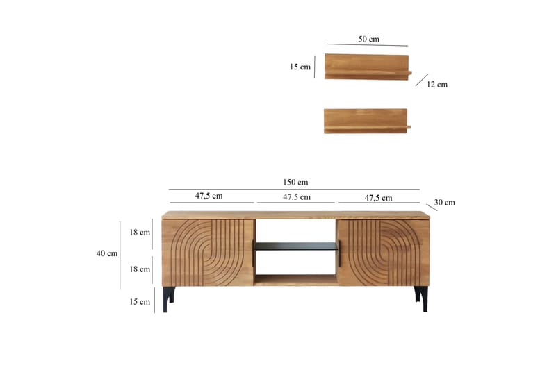 Tv-möbelset Zakkum 50x15 cm - Brun - Möbler - TV- & Mediamöbler - TV-möbelset