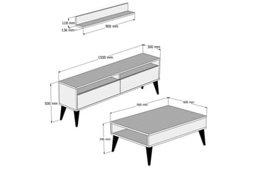 Vardagsrumsset Nyarai 150 cm - Ek/Brun - Möbler - TV- & Mediamöbler - TV-möbelset