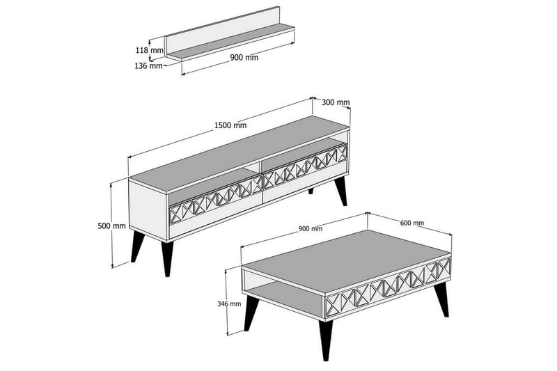 Vardagsrumsset Raffaldt 150 cm - Valnöt - Möbler - TV- & Mediamöbler - TV-möbelset