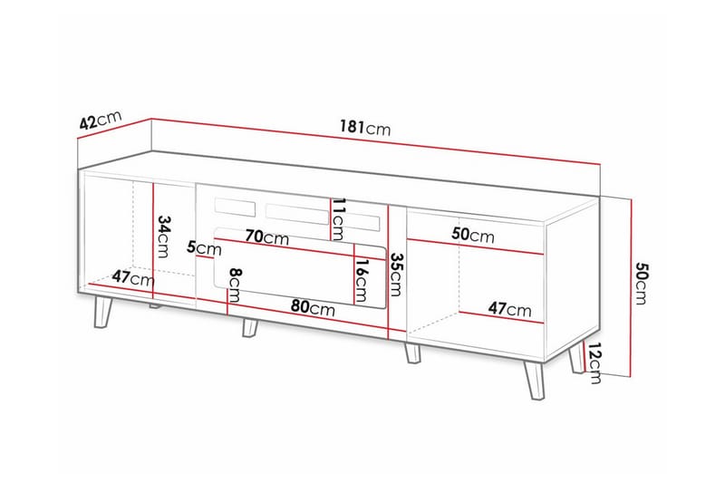 Juniskär tv-skåp med förvaring inbyggd LED kamin - 42x50x181 - Svart - Möbler - TV- & Mediamöbler - TV-skåp