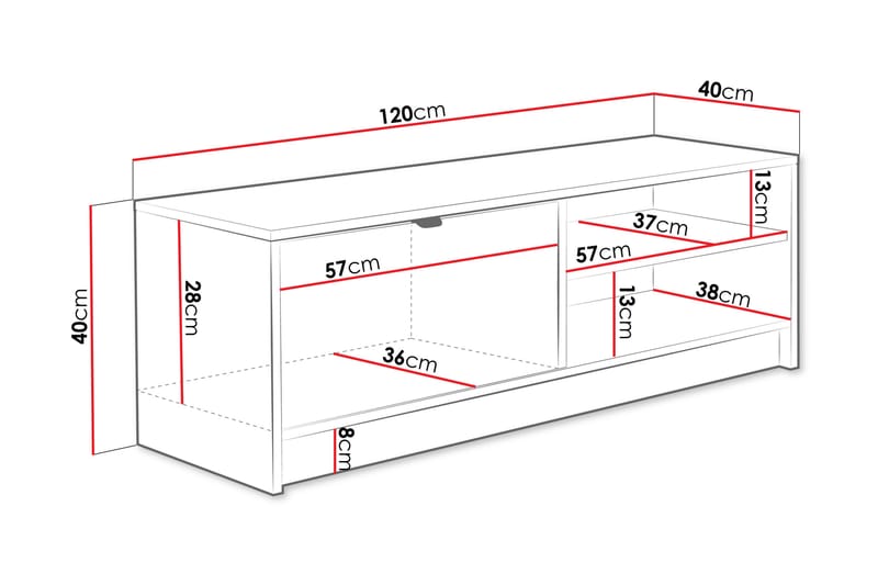 Tv-skåp Kintore 120 cm - Beige - Möbler - TV- & Mediamöbler - TV bänk & mediabänk