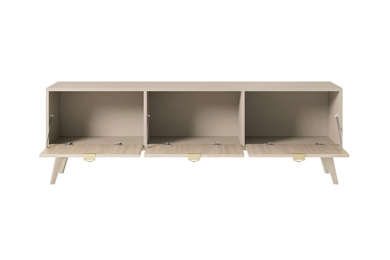 Klinkerville Tv-skåp - Med förvaring x 3 - Ljus trä - D28xH32xH158 cm - Beige - Möbler - TV- & Mediamöbler - TV-skåp