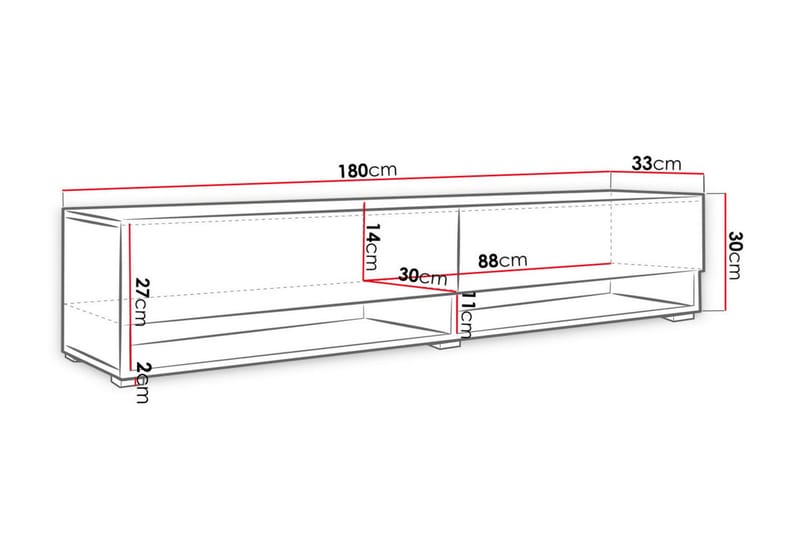 Tv-skåp Bulvine 180 cm RGB LED - Vit - Möbler - TV- & Mediamöbler - TV-skåp