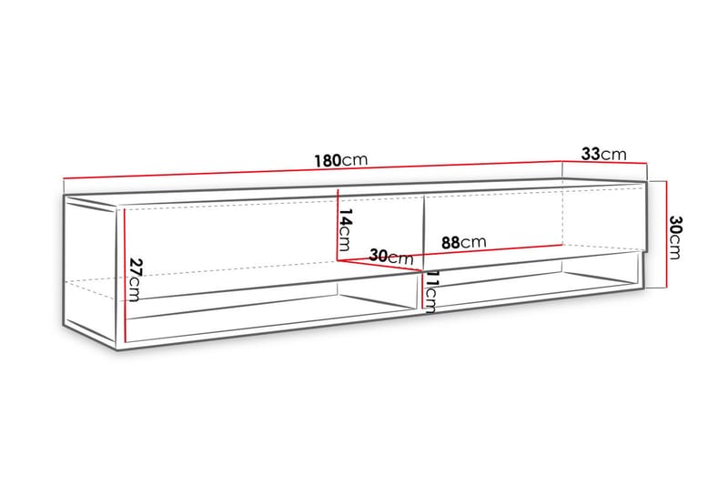 Tv-skåp Bulvine 180 cm RGB LED - Vit - Möbler - TV- & Mediamöbler - TV-skåp