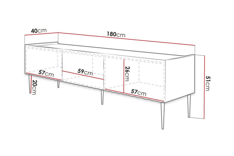 Tv-skåp Glenndale 180 cm - Svart - Möbler - TV- & Mediamöbler - TV-skåp