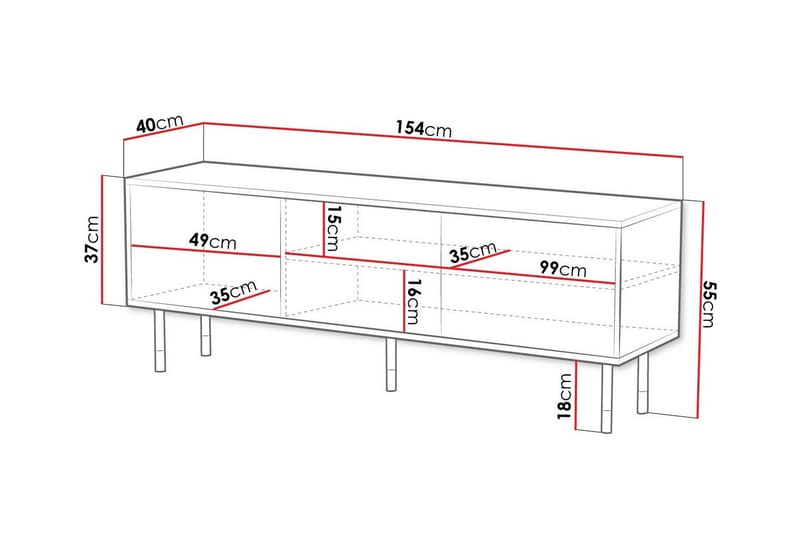 Tv-skåp Juniskär 154 cm - Svart - Möbler - TV- & Mediamöbler - TV-skåp