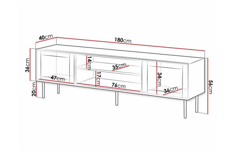 Tv-skåp Juniskär 180 cm - Svart - Möbler - TV- & Mediamöbler - TV-skåp