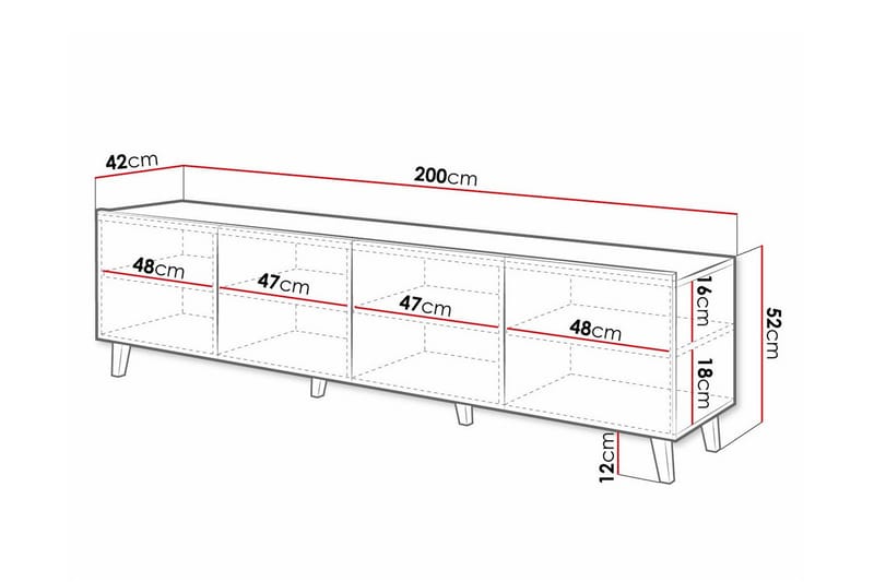 Tv-skåp Juniskär 200 cm - Svart - Möbler - TV- & Mediamöbler - TV-skåp