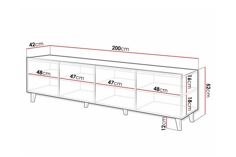 Tv-skåp Juniskär 200 cm - Vit - Möbler - TV- & Mediamöbler - TV-skåp