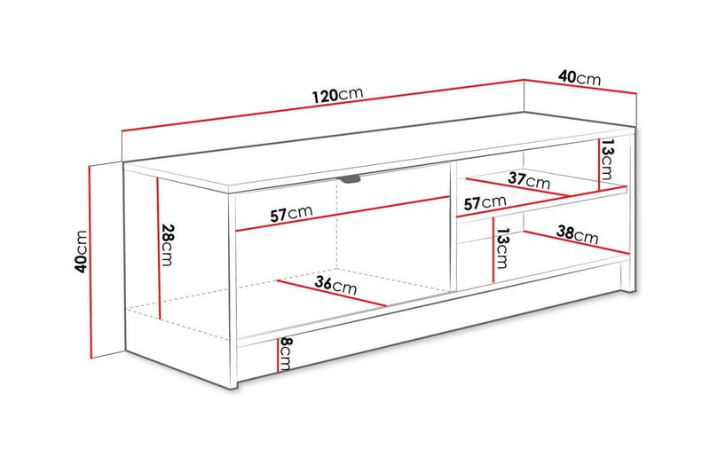 Tv-skåp Kintore 120 cm - Svart - Möbler - TV- & Mediamöbler - TV-skåp