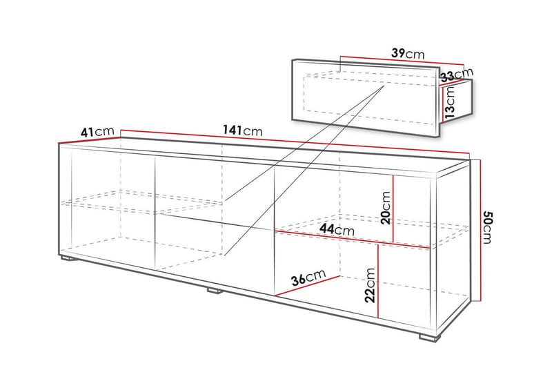 Tv-skåp Kintore 141 cm - Vit - Möbler - TV- & Mediamöbler - TV-skåp