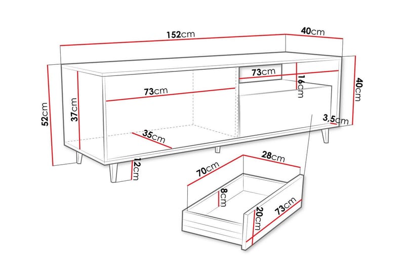 Tv-skåp Kintore 152 cm - Brun - Möbler - TV- & Mediamöbler - TV-skåp