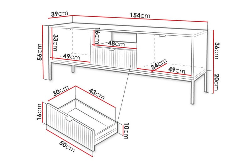 Tv-skåp Klinkerville 154 cm - Vit - Möbler - TV- & Mediamöbler - TV-skåp