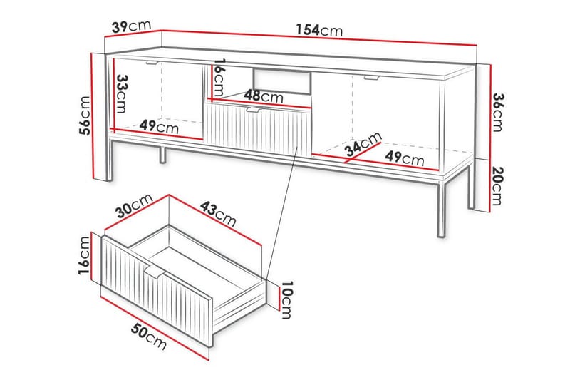 Tv-skåp Klinkerville 154 cm - Vit - Möbler - TV- & Mediamöbler - TV-skåp