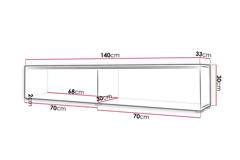 Tv-skåp Lourmais 140 cm Vit LED - Natur/Svart - Möbler - TV- & Mediamöbler - TV-skåp