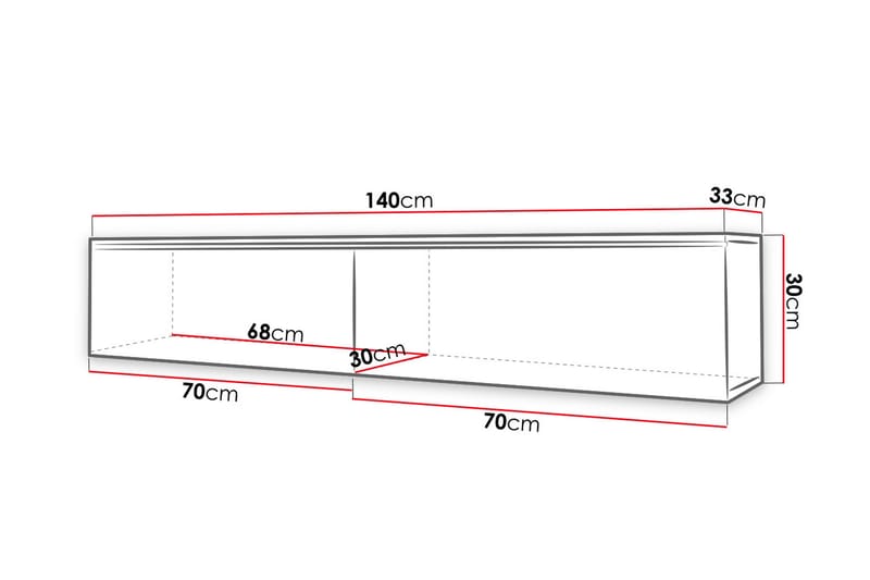 Tv-skåp Lourmais 140 cm Vit LED - Natur/Svart - Möbler - TV- & Mediamöbler - TV-skåp